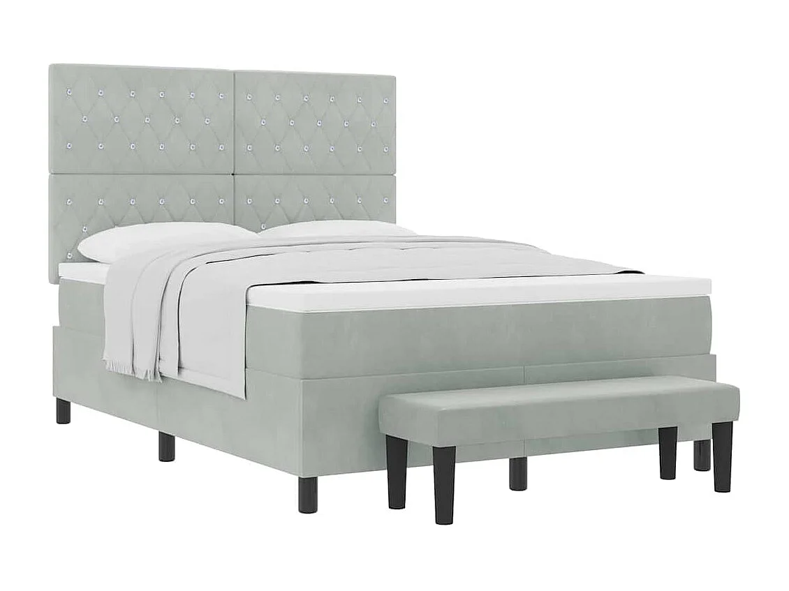 Cadre de lit avec matelas Gris clair 160 x 200 cm Velours