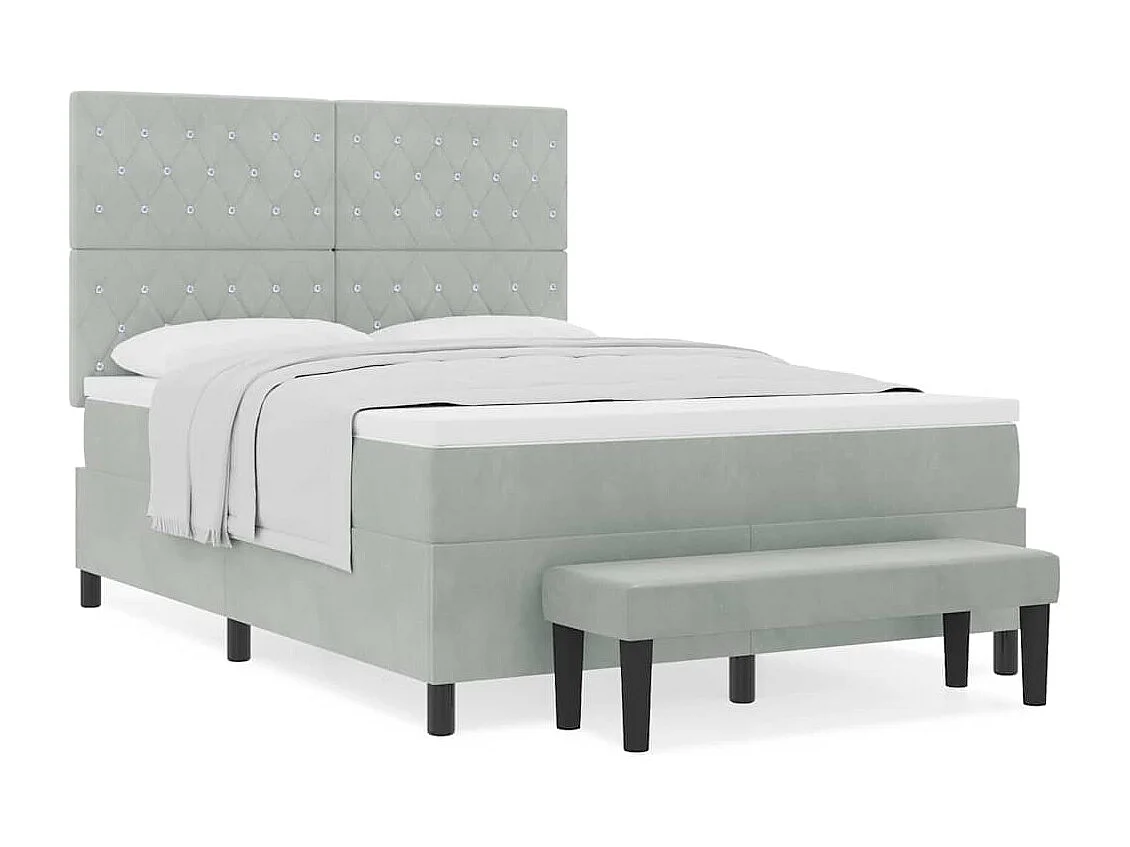 Cadre de lit avec matelas Gris clair 160 x 200 cm Velours
