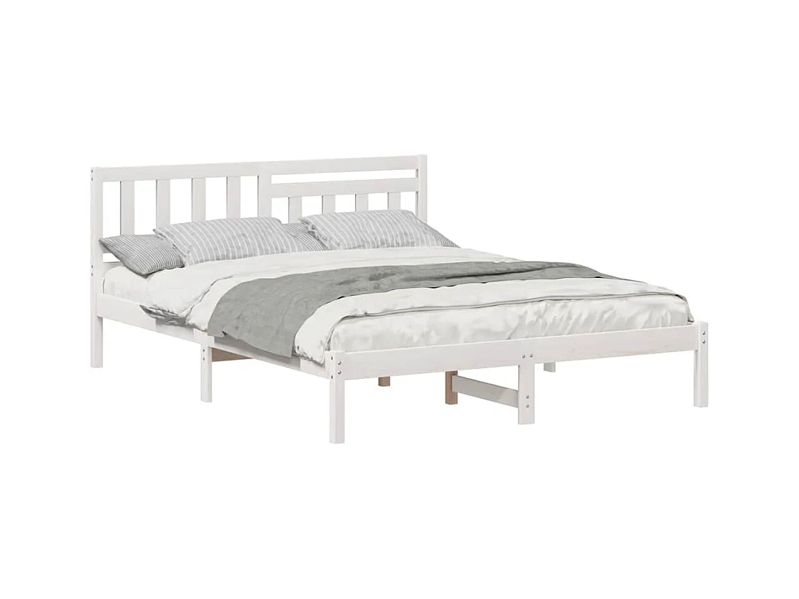 Cadre de lit Blanc 140 x 200 cm Bois massif en pin