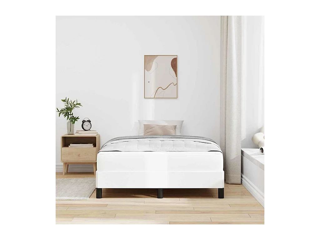 Cadre de lit avec matelas Blanc pur 120 x 200 cm Faux cuir
