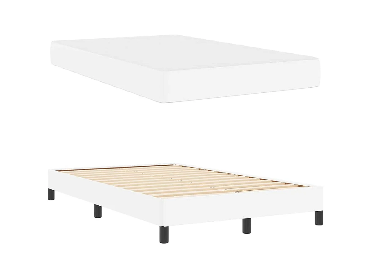 Cadre de lit avec matelas Blanc pur 120 x 200 cm Faux cuir