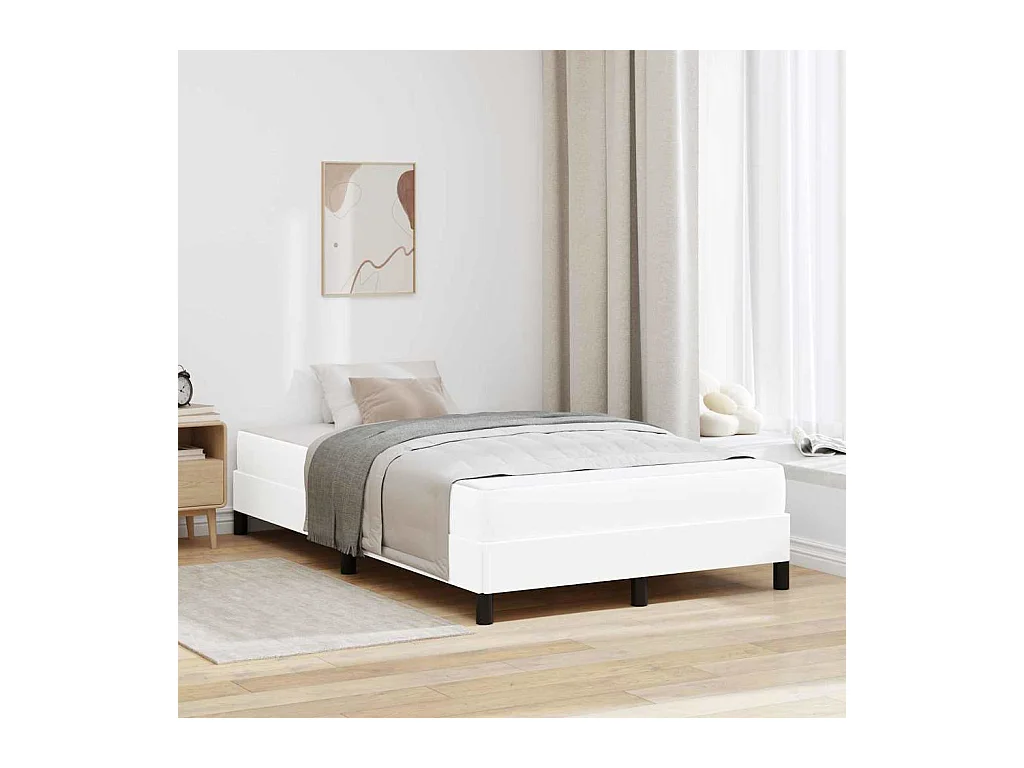 Cadre de lit avec matelas Blanc pur 120 x 200 cm Faux cuir