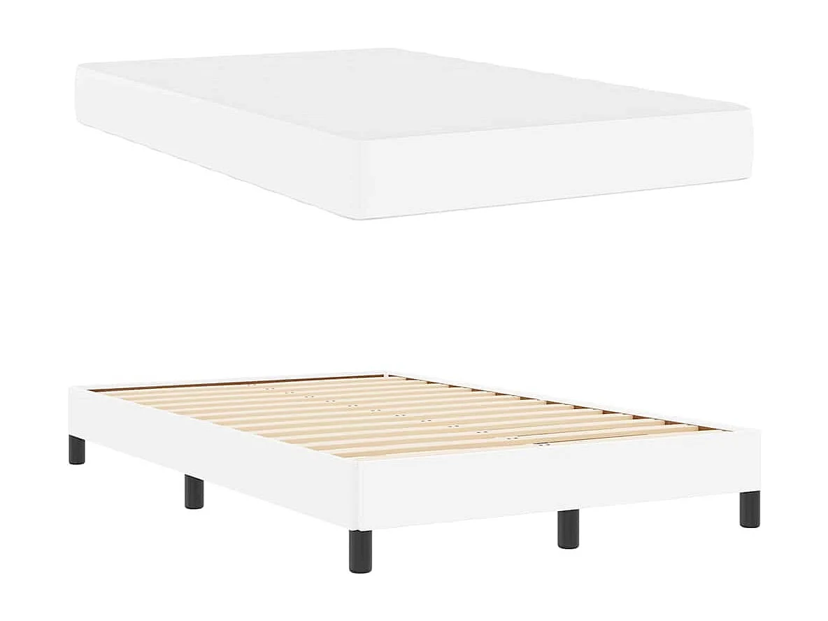 Cadre de lit avec matelas Blanc pur 120 x 200 cm Faux cuir