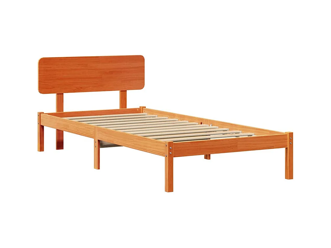 Estructura de cama con cabecera Marrón cera 90 x 200 cm