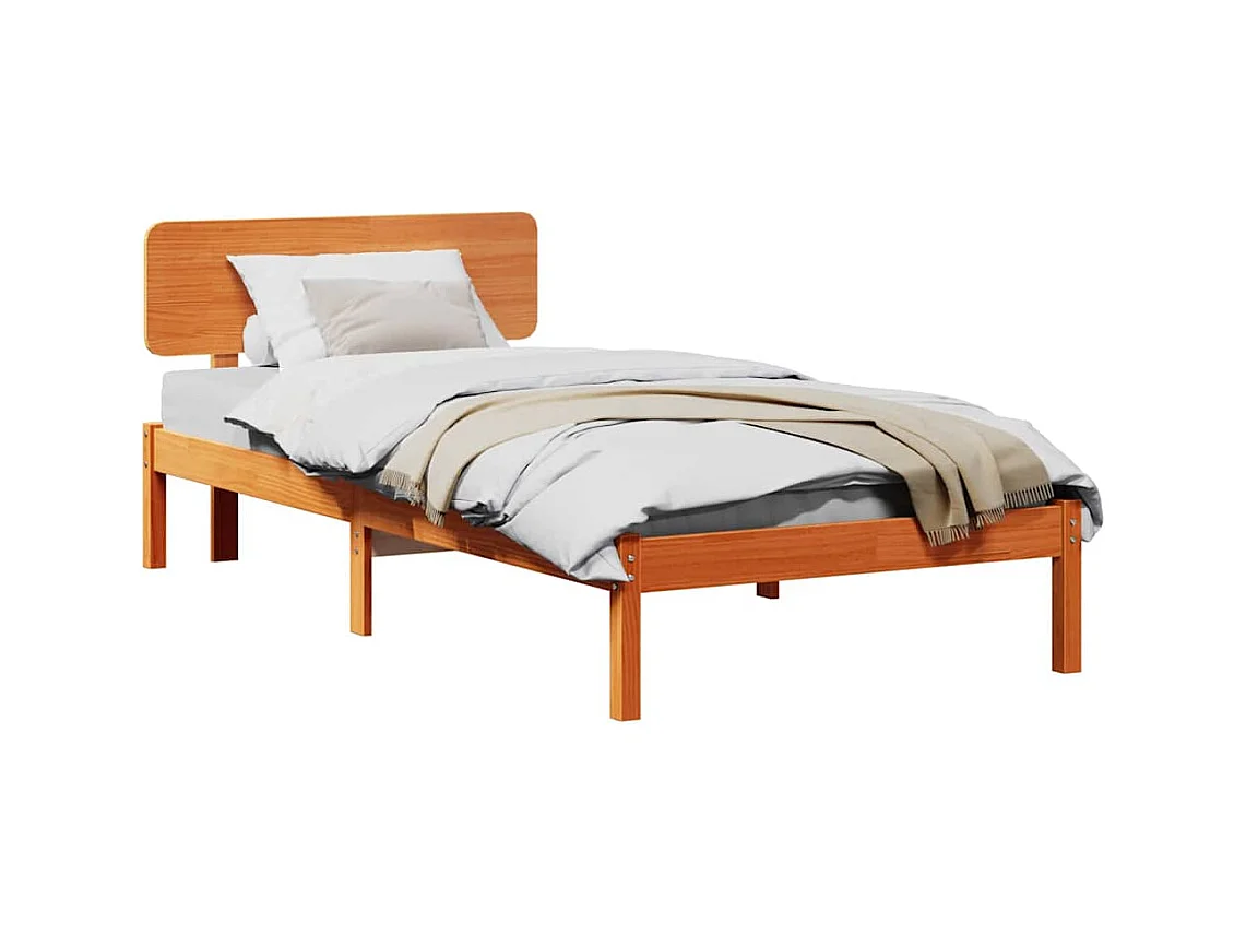 Estructura de cama con cabecera Marrón cera 90 x 200 cm