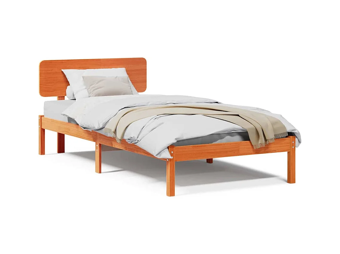 Estructura de cama con cabecera Marrón cera 90 x 200 cm