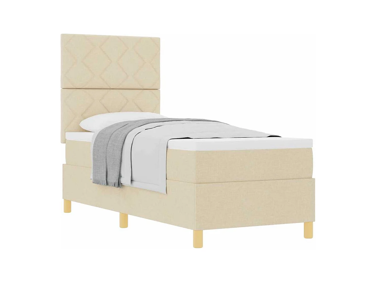 Cama Box com cabeceira Creme 80 x 200 cm tecido