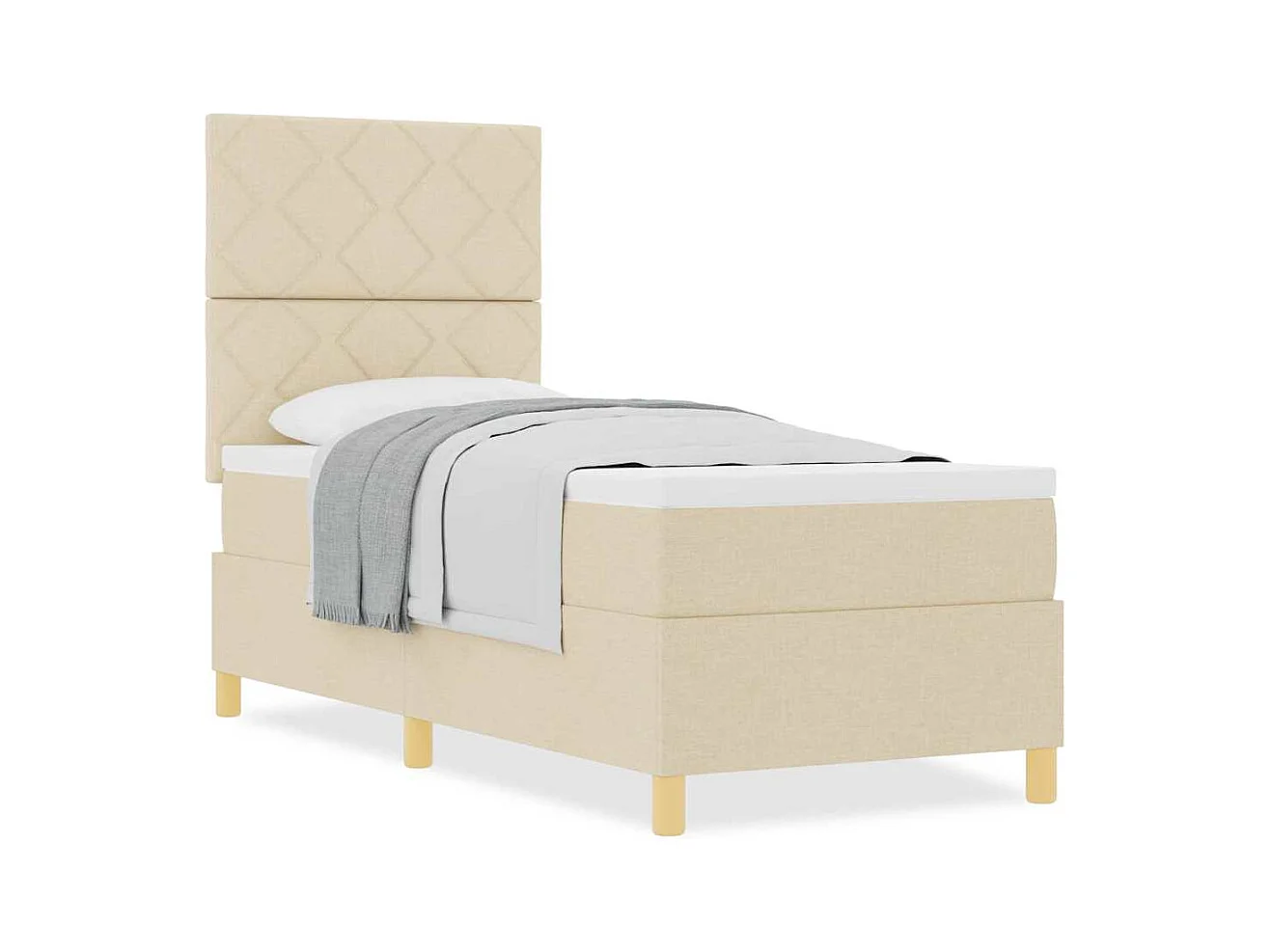 Cama Box com cabeceira Creme 80 x 200 cm tecido