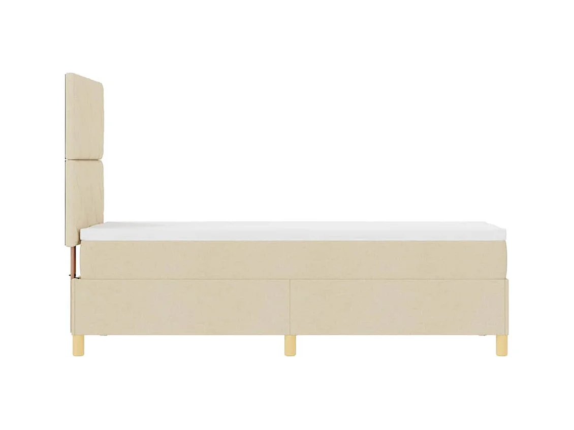 Cama Box com cabeceira Creme 80 x 200 cm tecido