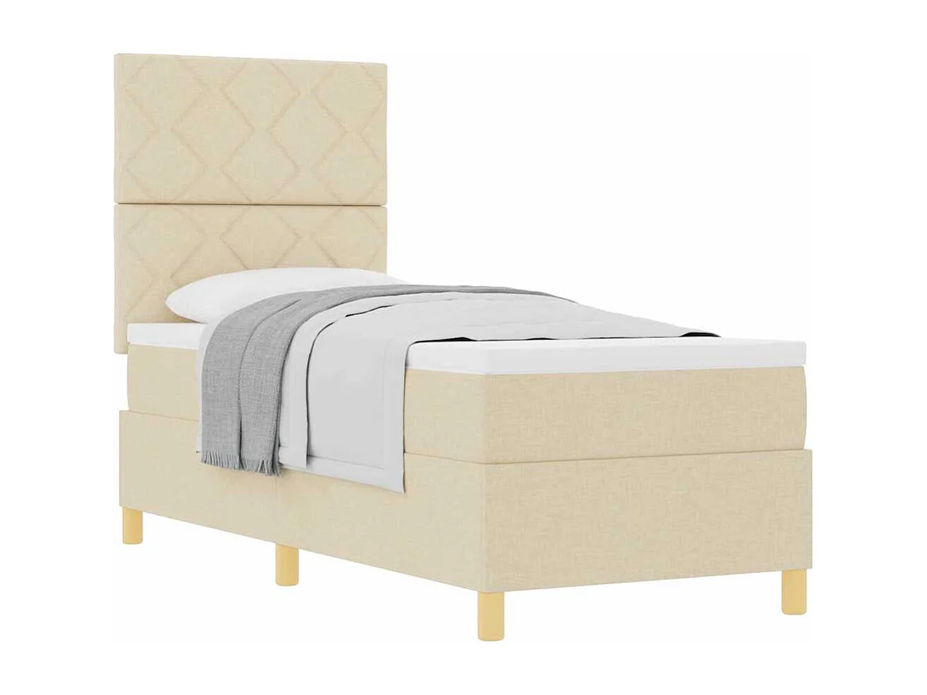 Cadre de lit avec tête de lit Crème 80 x 200 cm tissu