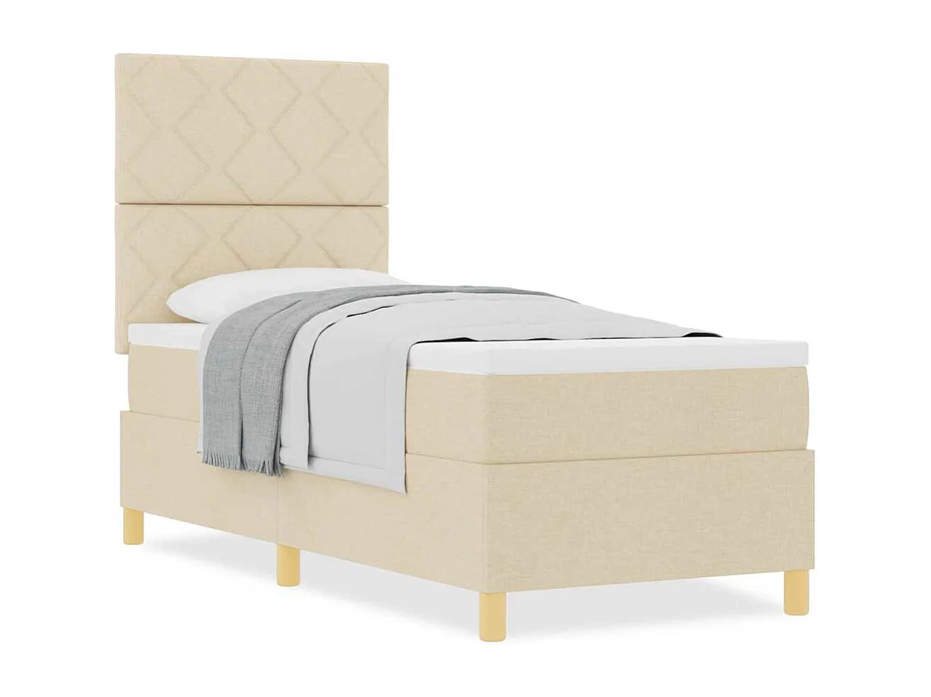 Cadre de lit avec tête de lit Crème 80 x 200 cm tissu