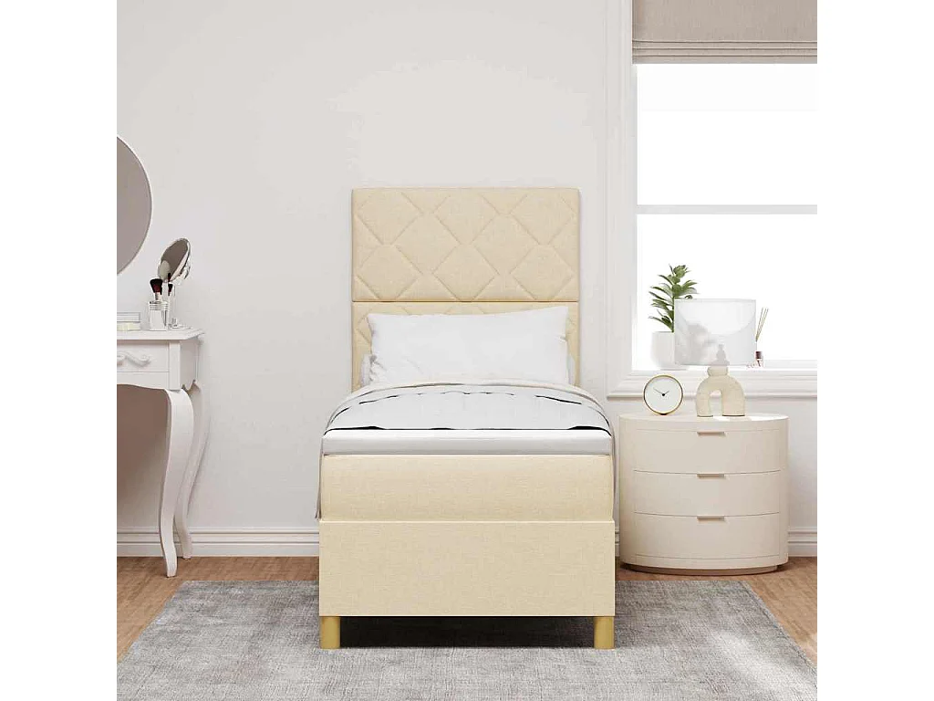 Cadre de lit avec tête de lit Crème 80 x 200 cm tissu