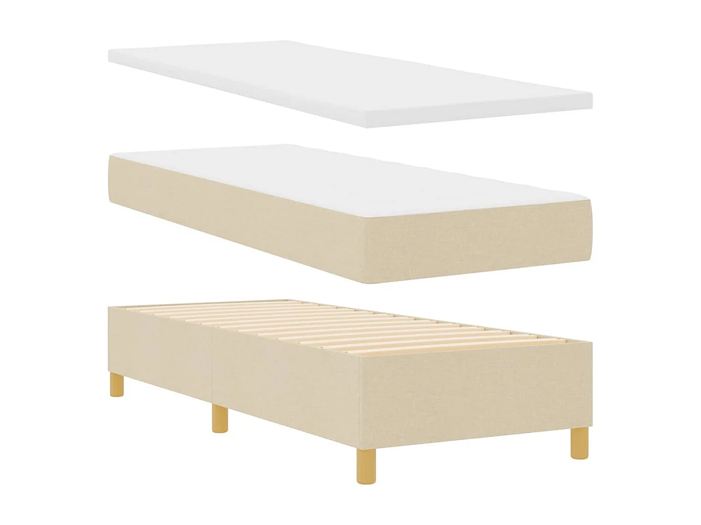 Cadre de lit avec tête de lit Crème 80 x 200 cm tissu