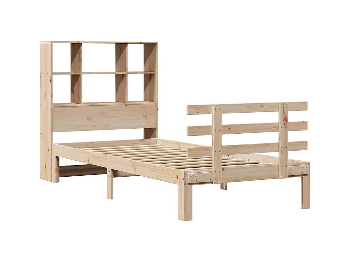 Lit bibliothèque sans matelas 90x190 cm bois de pin massif