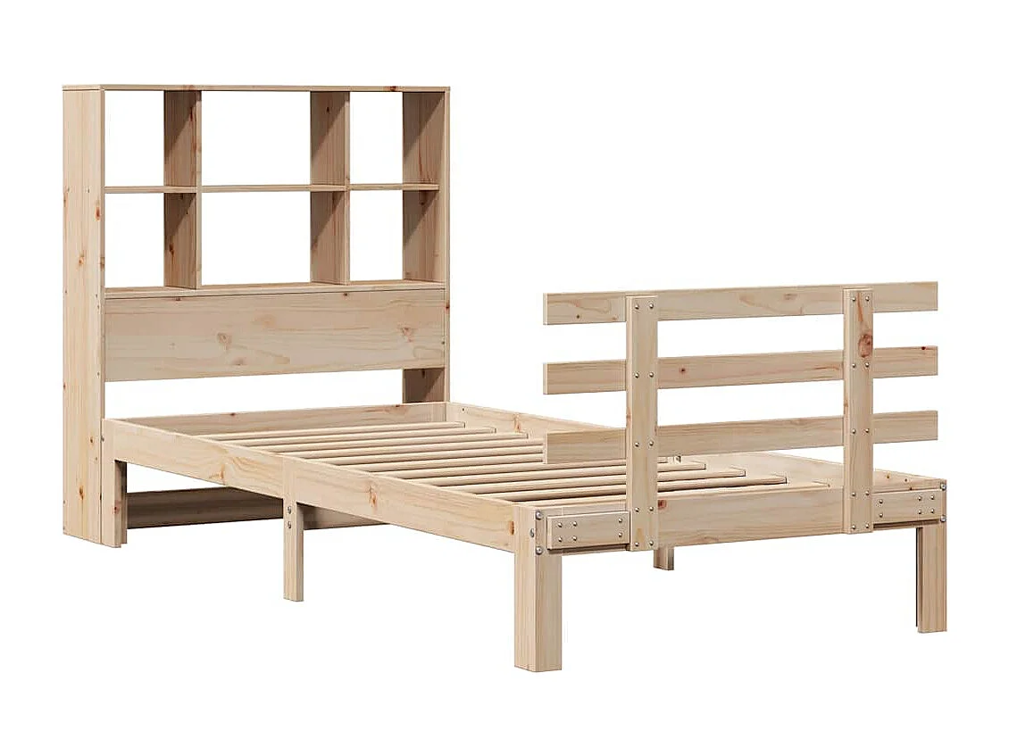 Bed met boekenkast zonder matras massief grenenhout 90x190 cm