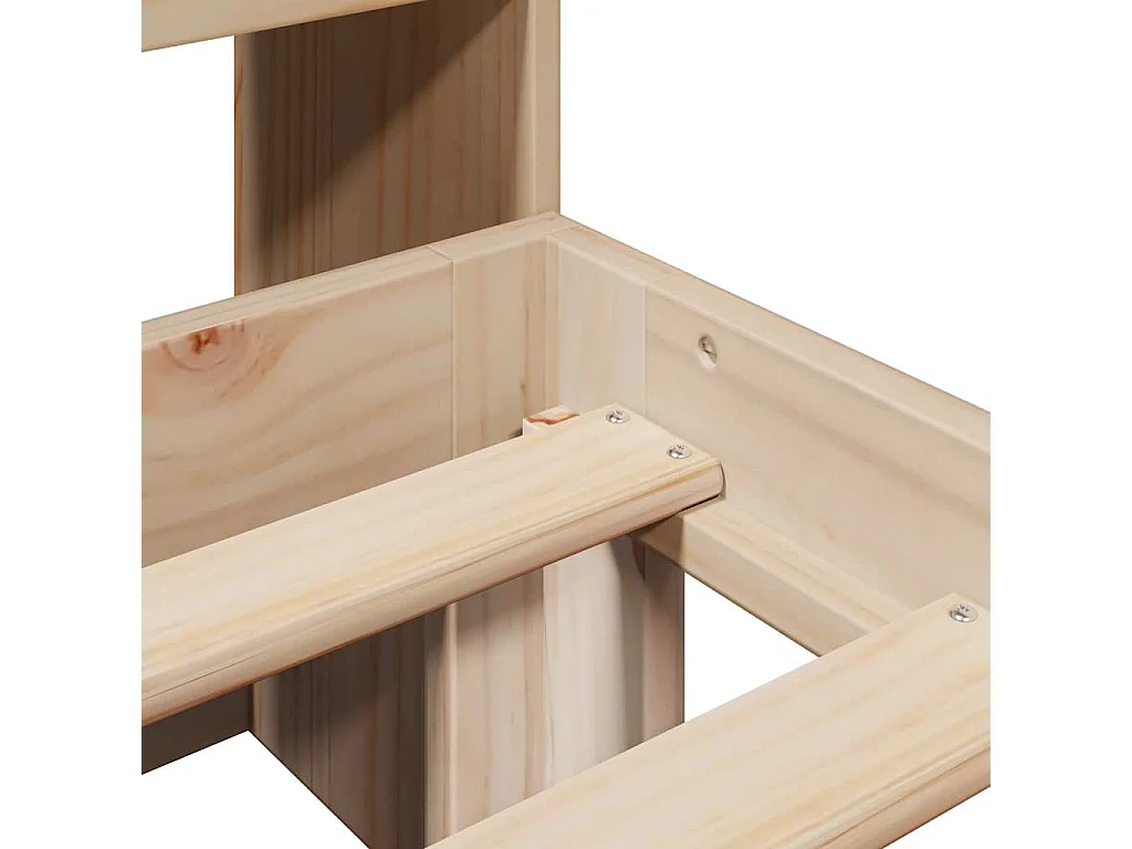 Bed met boekenkast zonder matras massief grenenhout 90x190 cm