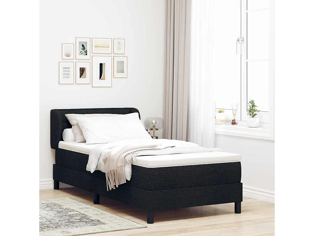 Cadre de lit avec matelas avec matelas Noir 100 x 200 cm tissu
