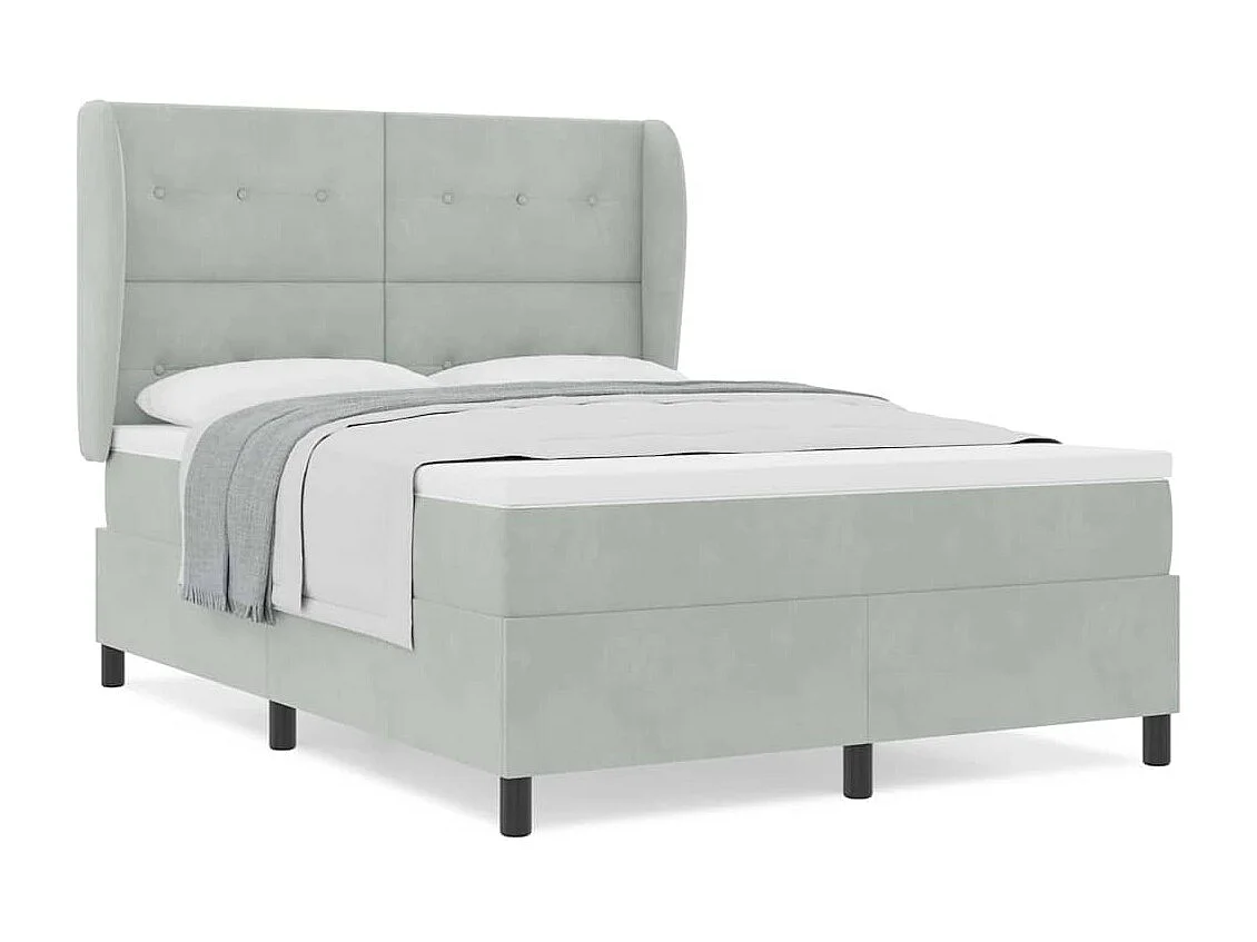 Cadre de lit avec matelas Gris clair 140 x 200 cm Velours