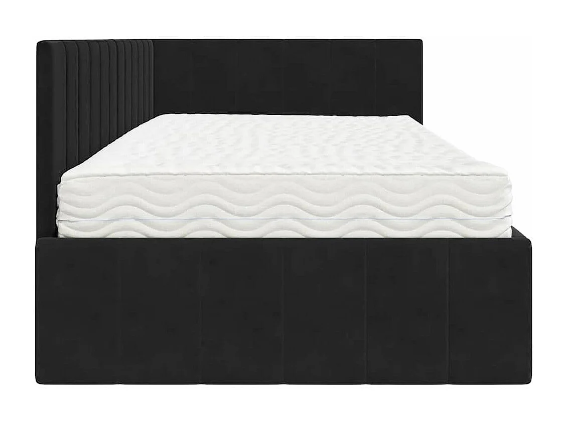 Cadre de lit d'angle avec matelas Noir 100 x 200 cm Velours