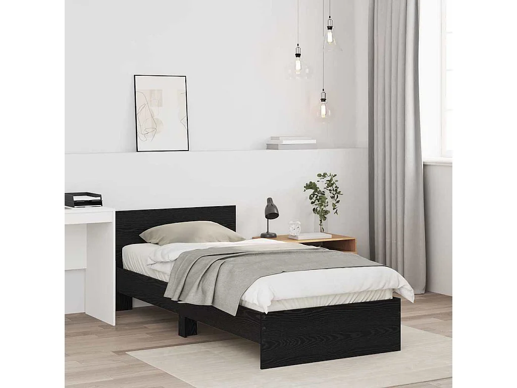 Cadre de lit Chêne noir 90 x 200 cm Bois d'ingénierie