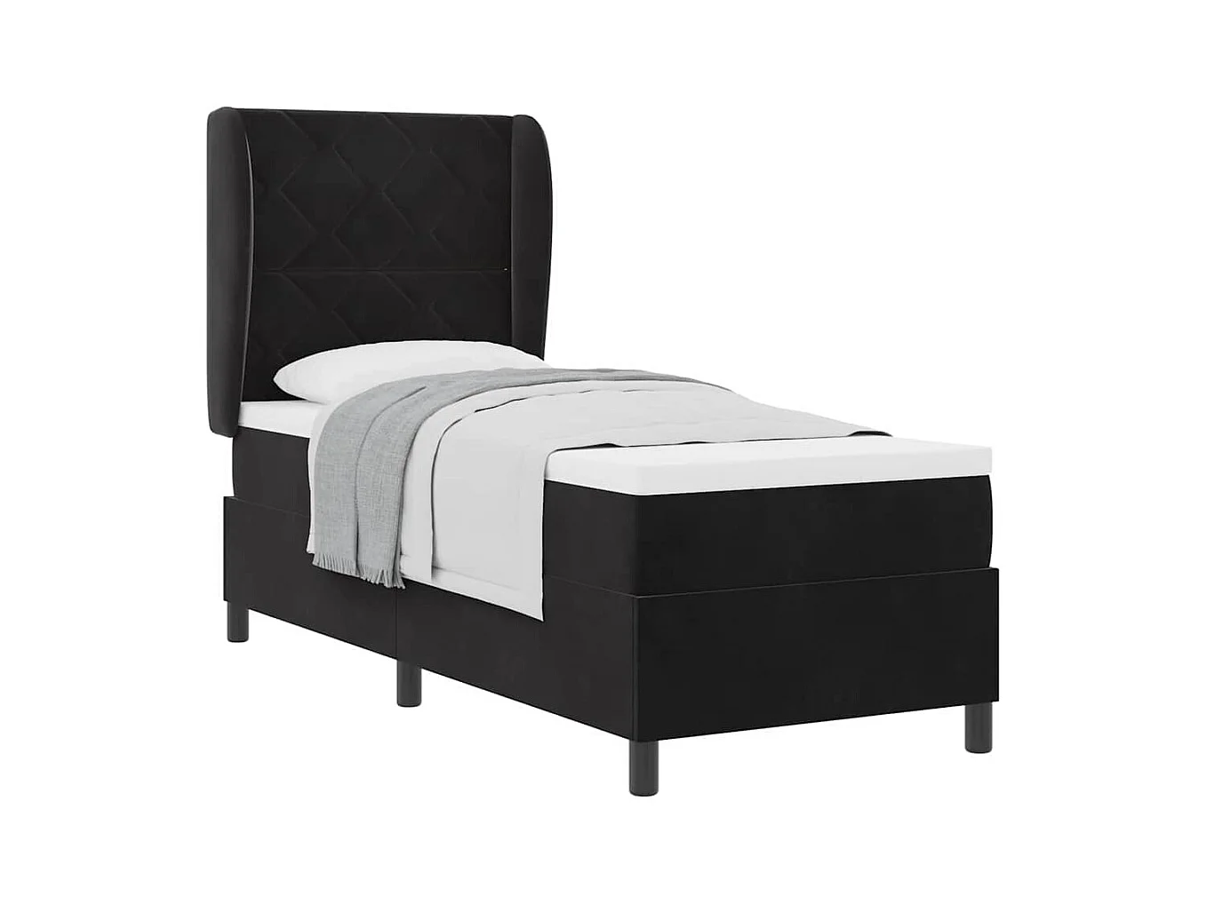 Cadre de lit avec matelas Noir 80 x 200 cm Velours