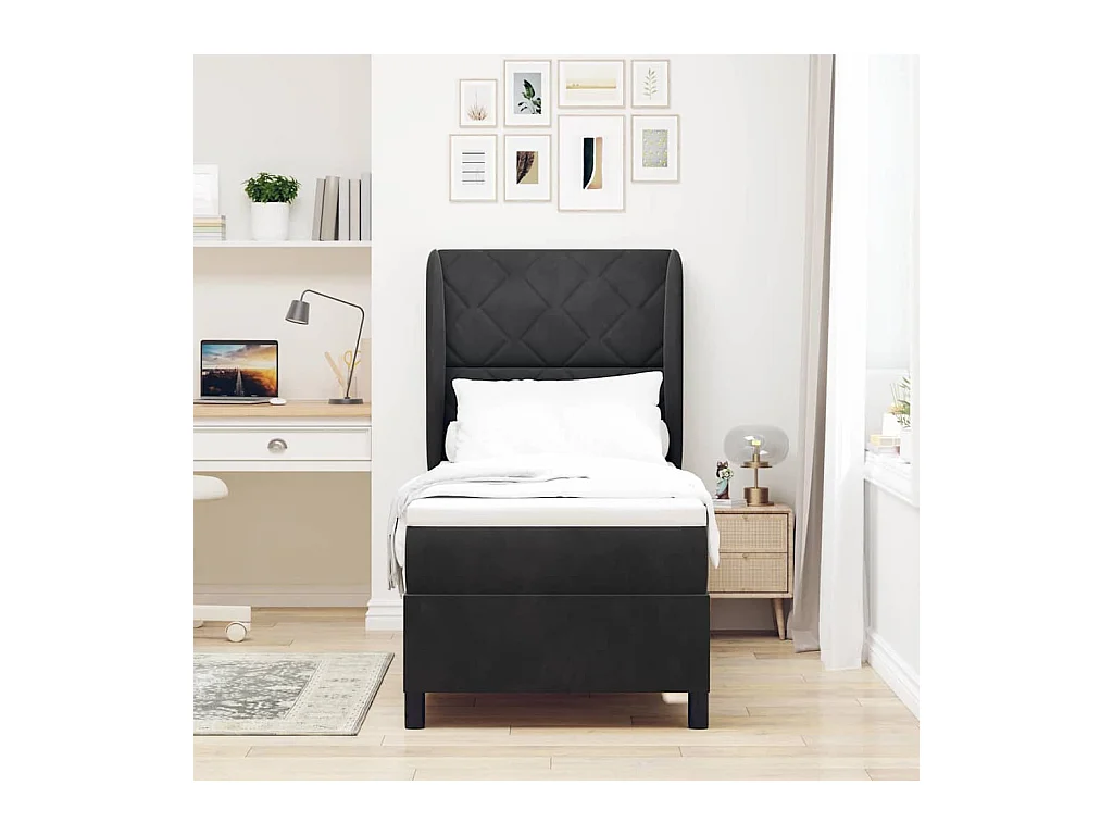 Cadre de lit avec matelas Noir 80 x 200 cm Velours