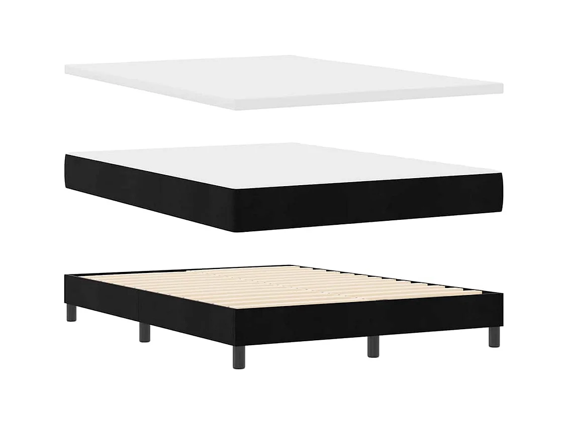 Cama con Somier y Colchón Negra 100x200 cm Terciopelo Negro