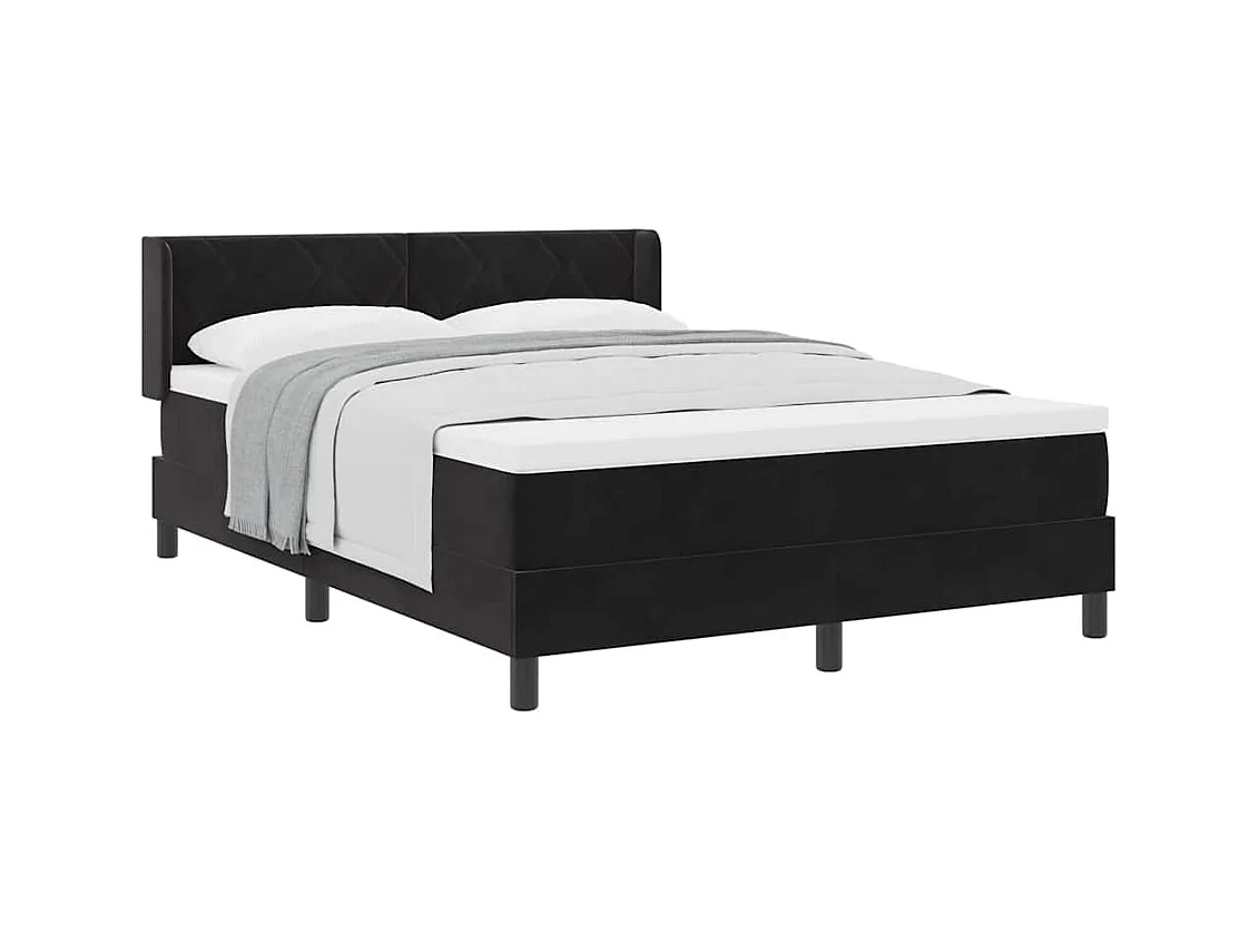 Cama con Somier y Colchón Negra 100x200 cm Terciopelo Negro