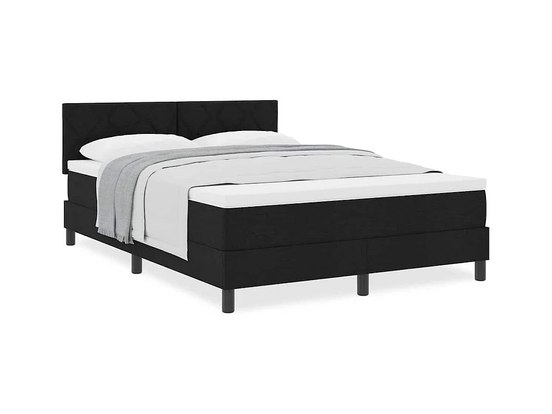 Cadre de lit avec matelas avec matelas Noir 140 x 200 cm tissu