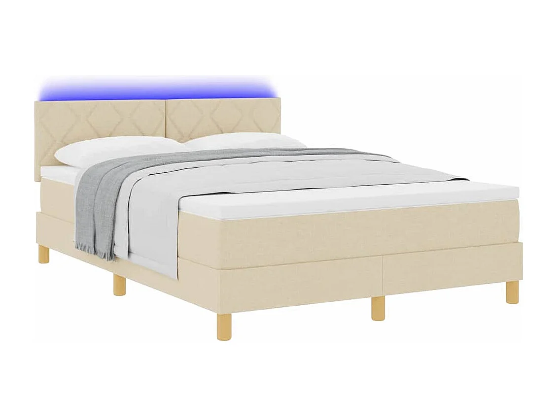 Cadre de lit avec matelas Crème 160 x 200 cm tissu