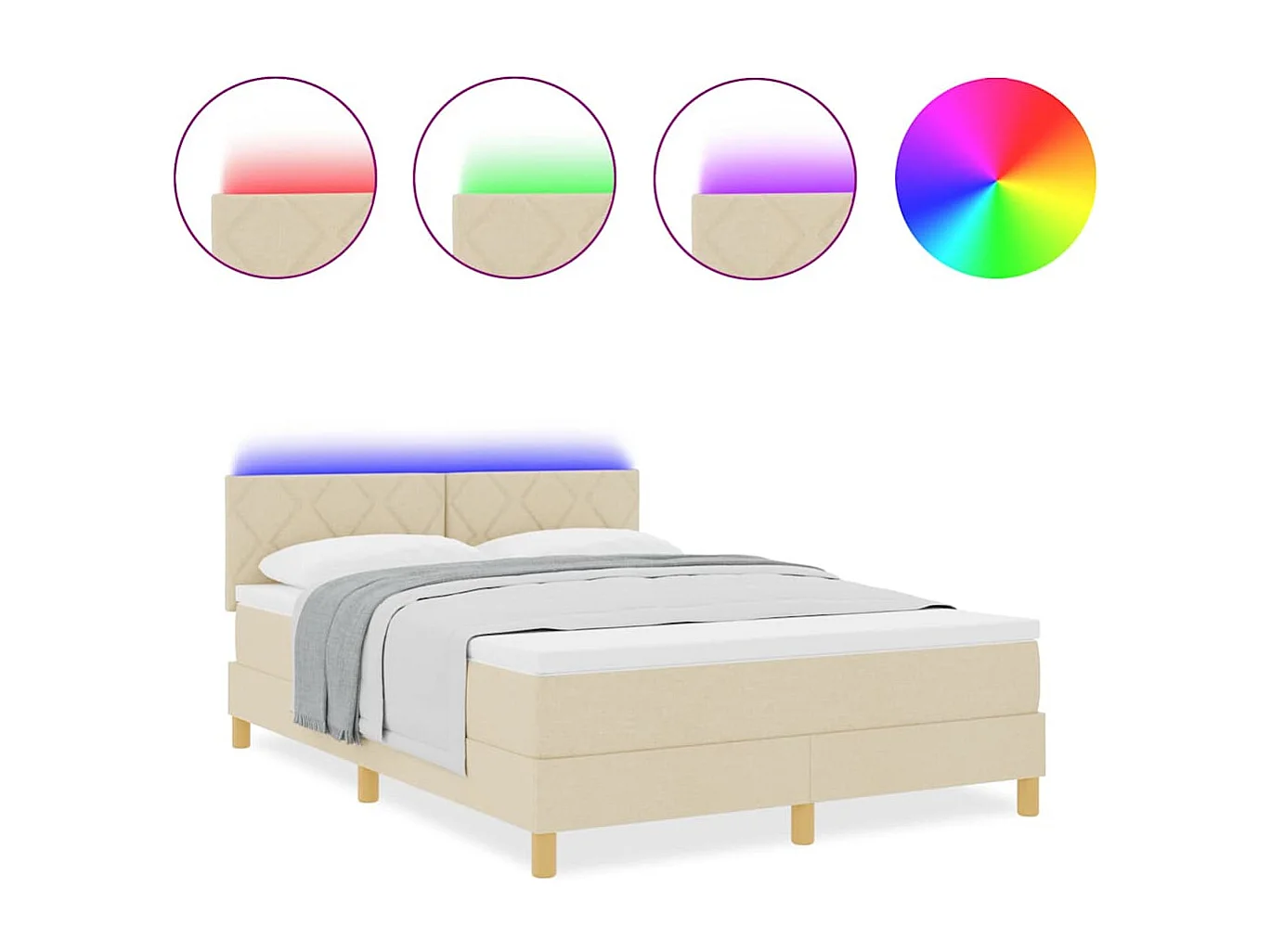 Cadre de lit avec matelas Crème 160 x 200 cm tissu