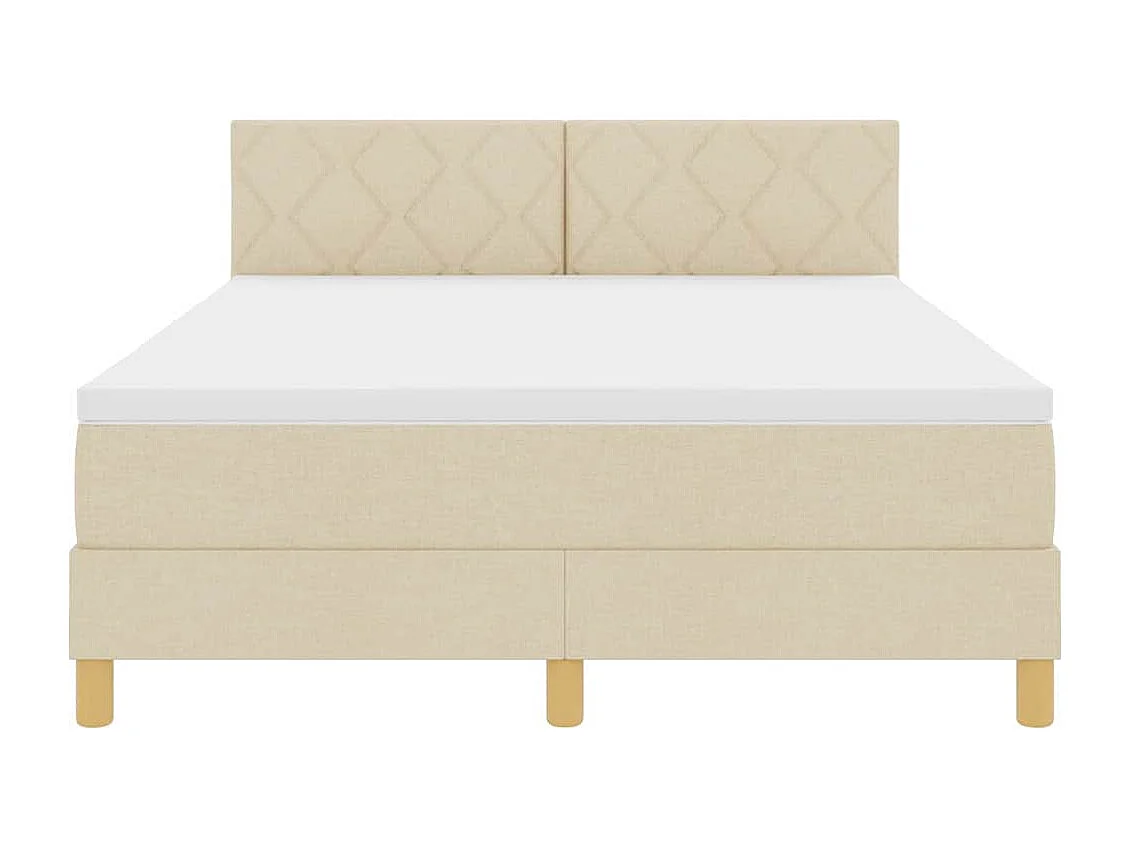 Cadre de lit avec matelas Crème 160 x 200 cm tissu