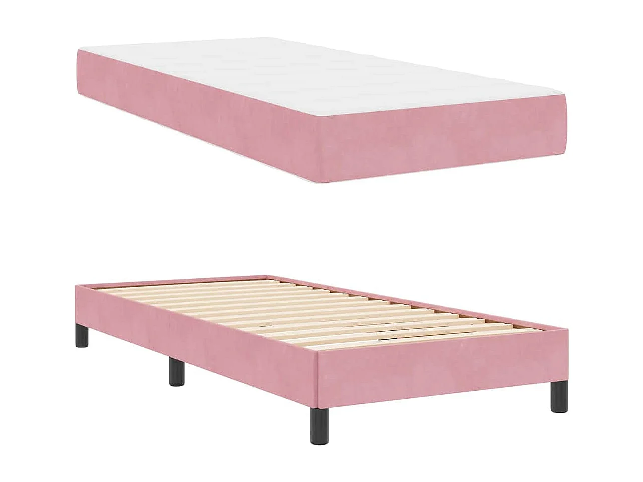 Boxspringbed met matras met matras Roze 90 x 190 cm Fluweel