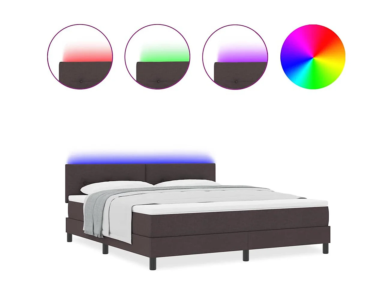 Cama tipo Box Spring Marrón Oscuro 180 x 200 cm tela