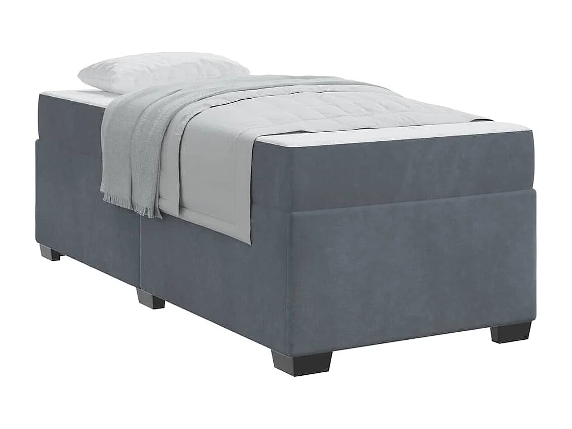 Cadre de lit avec matelas Gris foncé 100 x 200 cm Velours