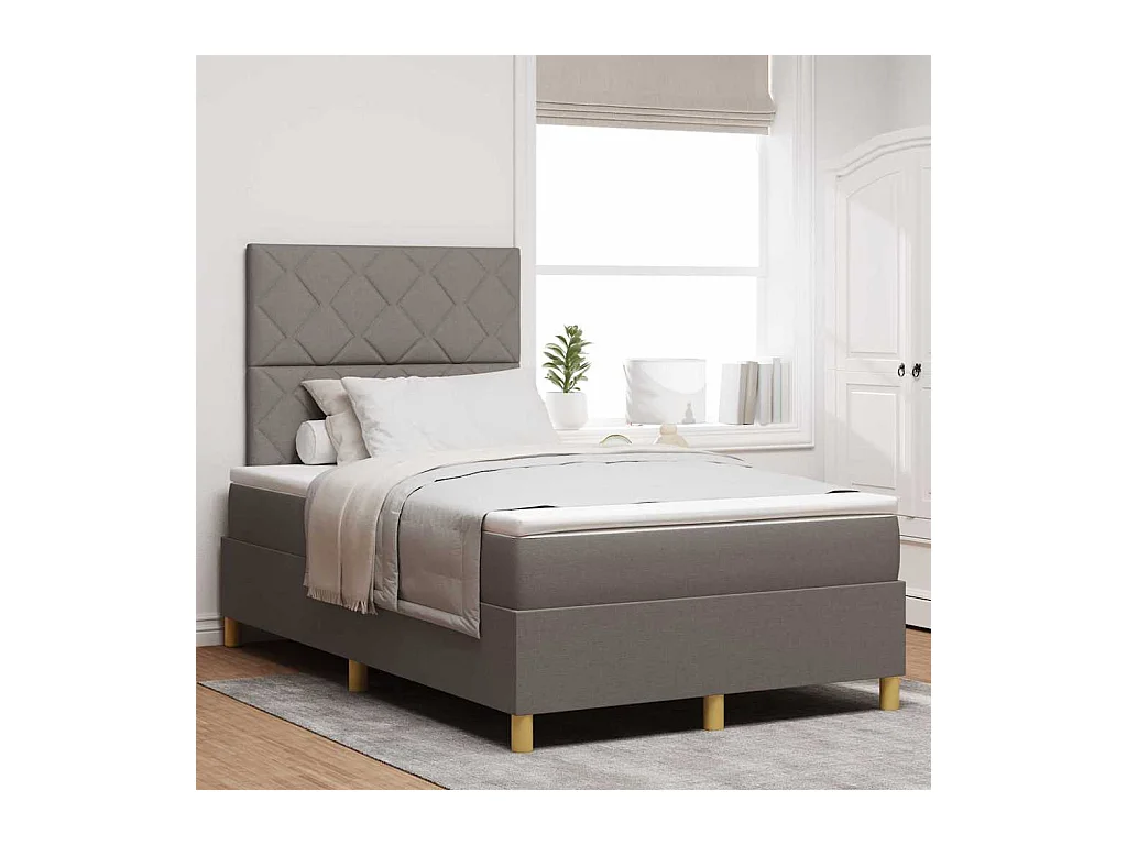 Cadre de lit avec tête de lit Taupe 120 x 200 cm tissu
