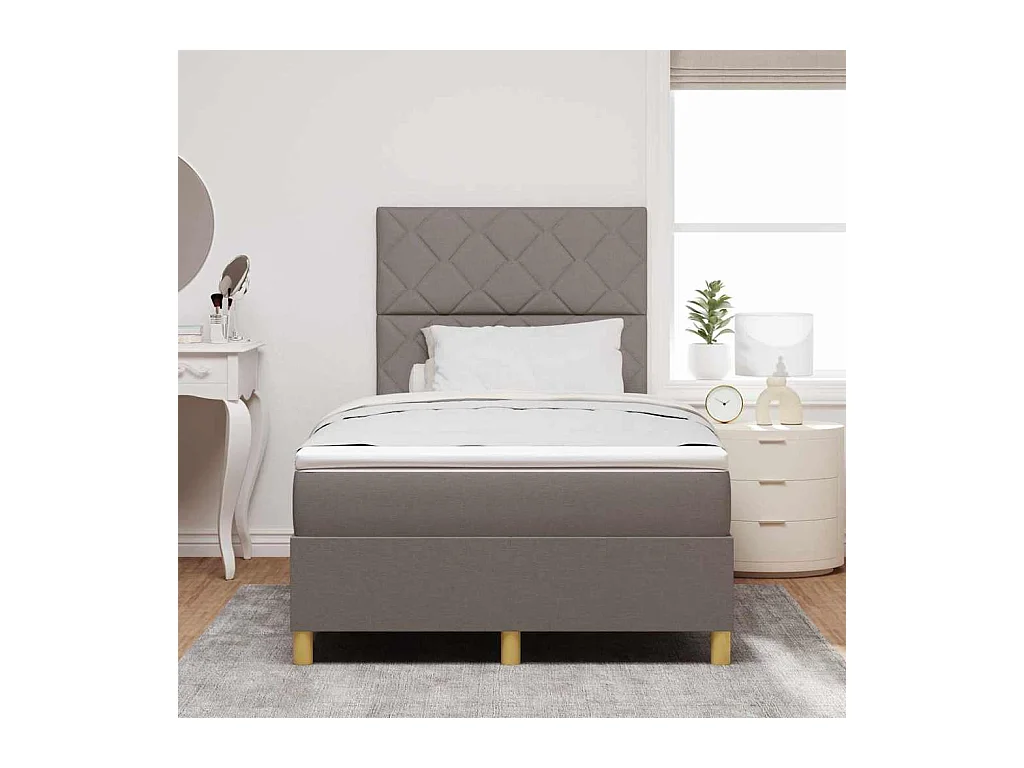 Cadre de lit avec tête de lit Taupe 120 x 200 cm tissu