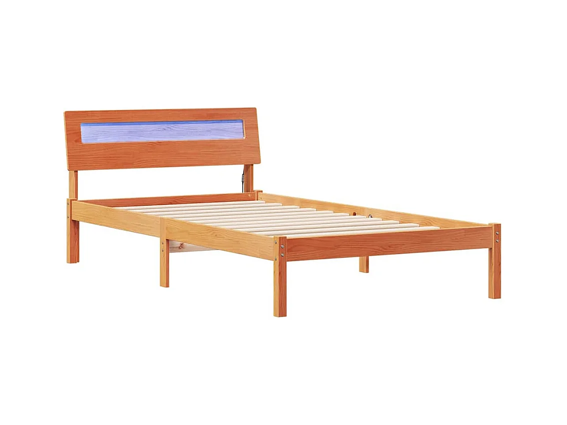 Estrutura da Cama com cabeceira Castanho-mel 100 x 200 cm