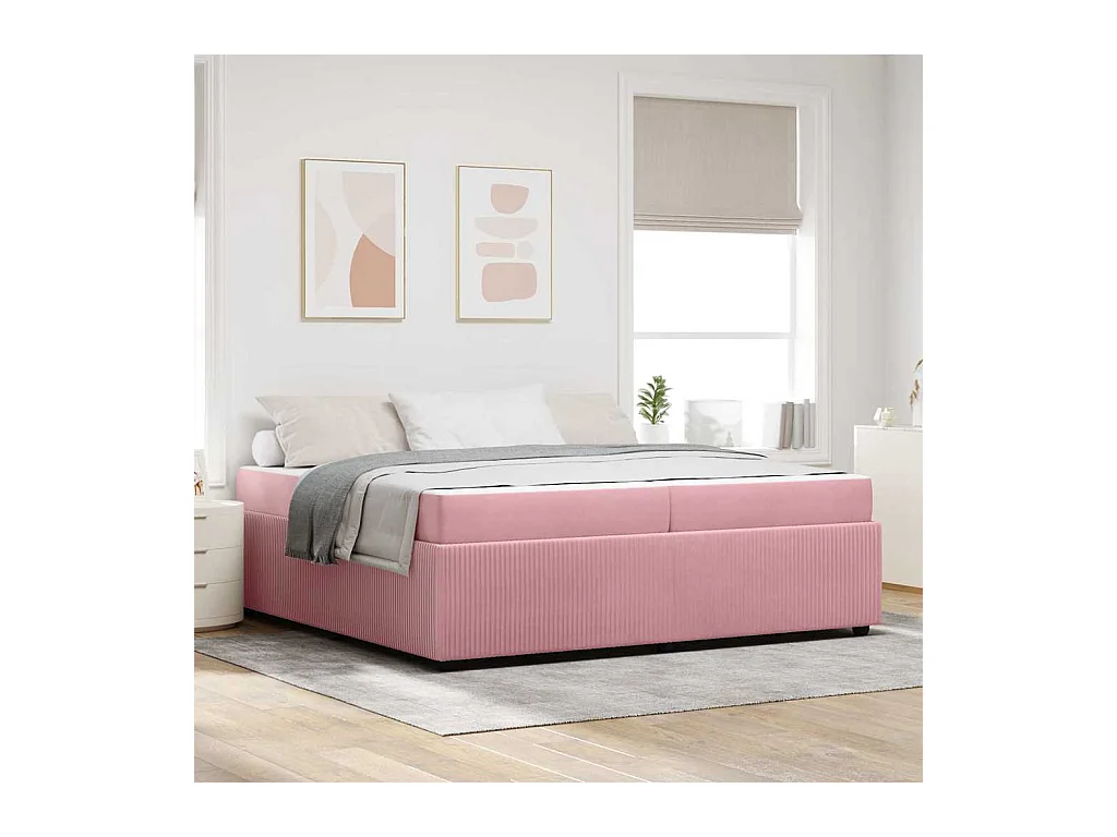 Bedframe met matras met matras Roze 200 x 200 cm Fluweel