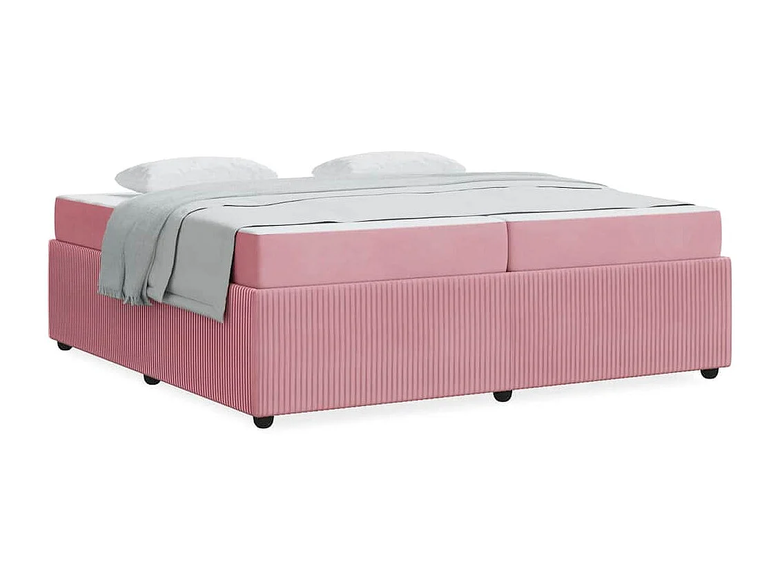 Estructura de cama con colchón Rosa 200 x 200 cm Terciopelo