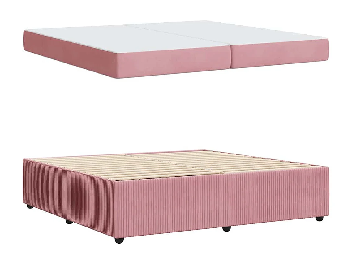 Estructura de cama con colchón Rosa 200 x 200 cm Terciopelo