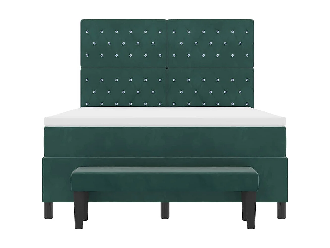 Cama Box com colchão Verde-escuro 140 x 200 cm Veludo