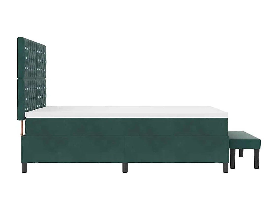 Cama Box com colchão Verde-escuro 140 x 200 cm Veludo
