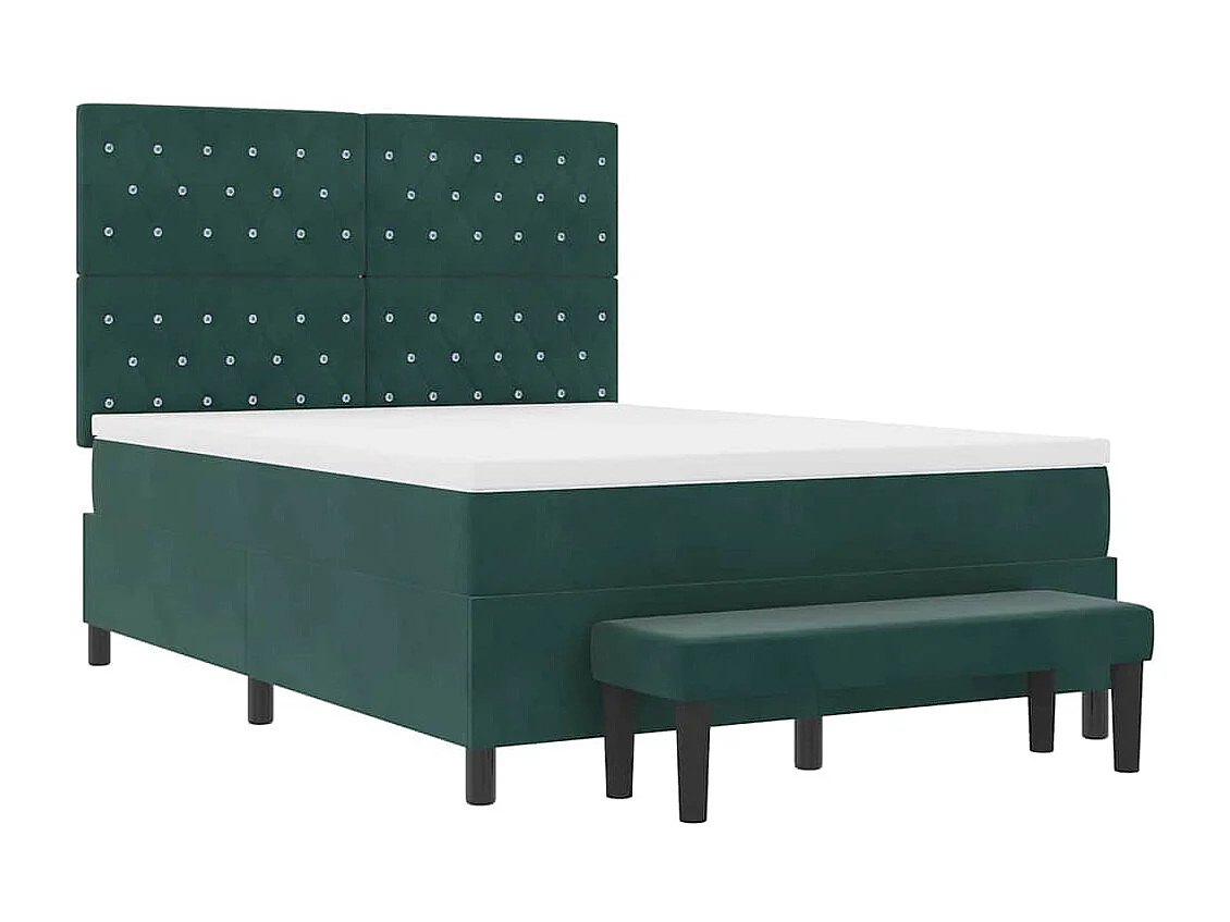 Cama tipo Box Spring Verde oscuro 140 x 200 cm Terciopelo