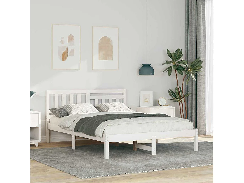 Estrutura da Cama Branco 135 x 190 cm Madeira de pinho maciça