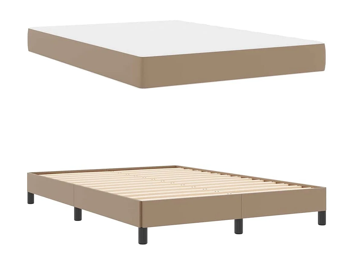 Cadre de lit avec matelas Cappuccino 140 x 200 cm Faux cuir