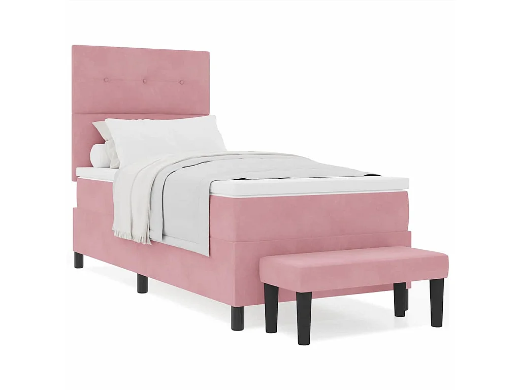 Cadre de lit avec matelas Rose 90 x 190 cm Velours