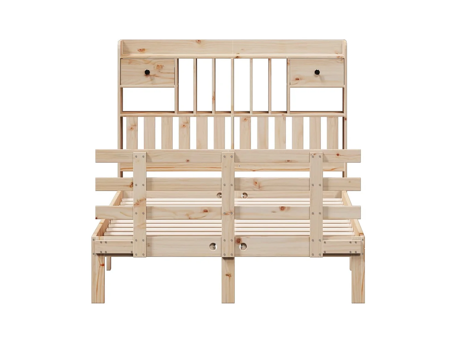 Lit bibliothèque sans matelas 135x190 cm bois de pin massif