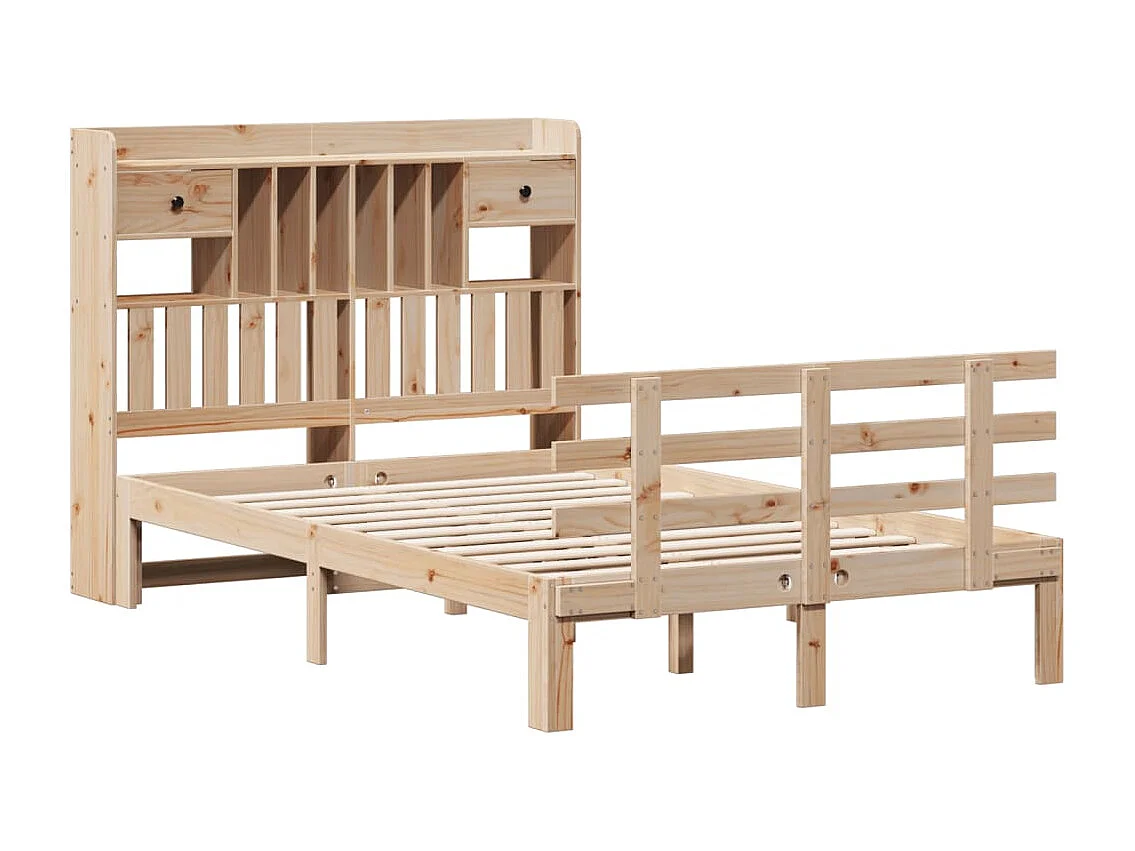 Lit bibliothèque sans matelas 135x190 cm bois de pin massif