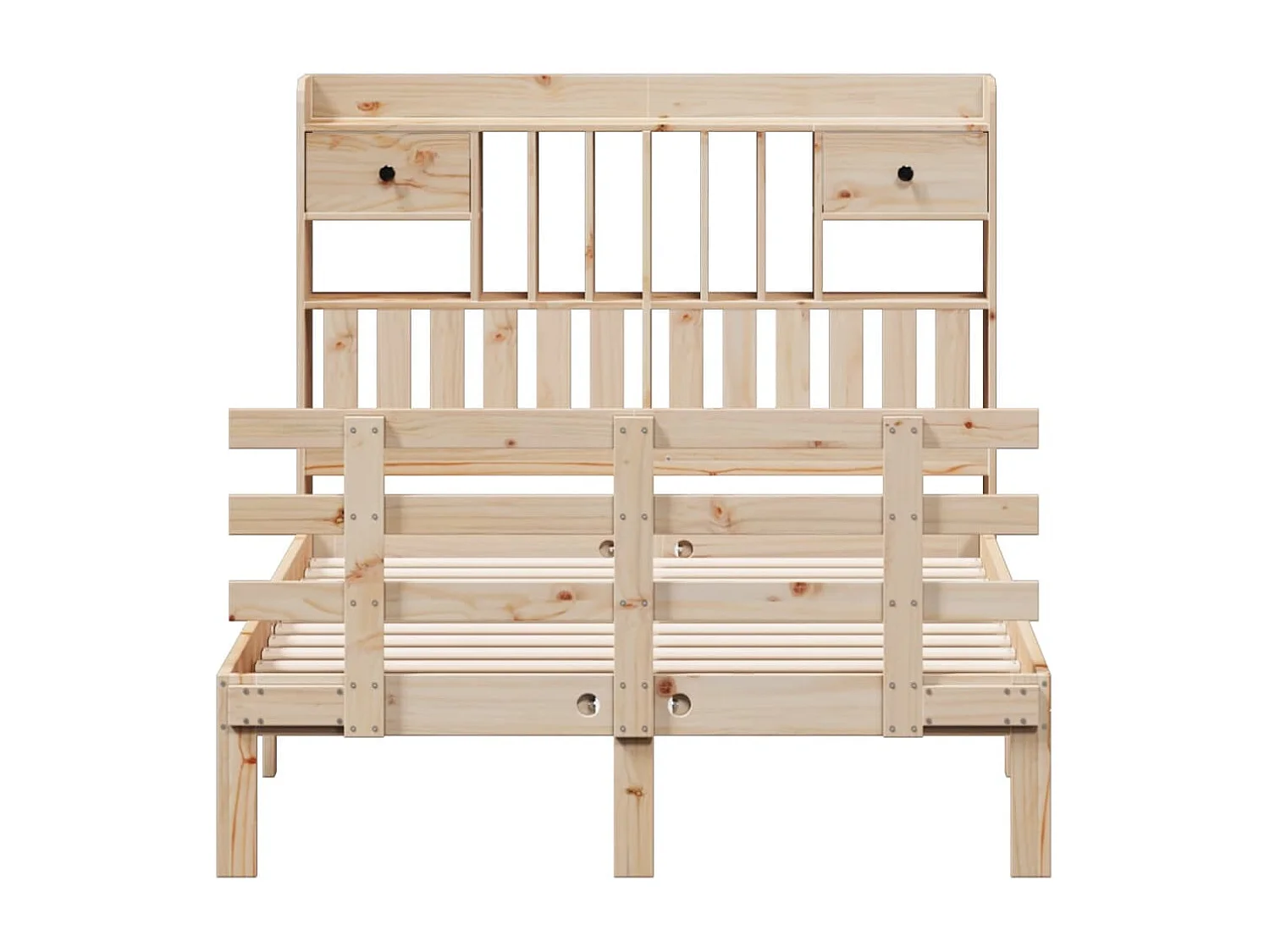 Lit bibliothèque sans matelas 135x190 cm bois de pin massif